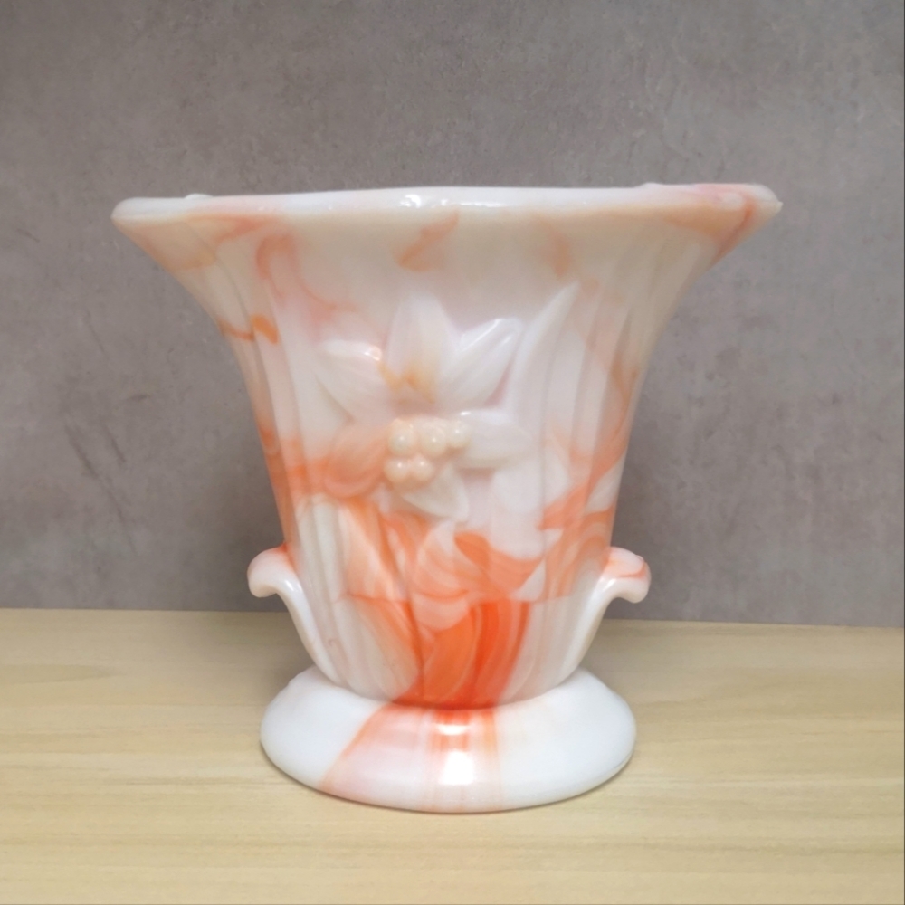 Akron Agate swirls of orange vase